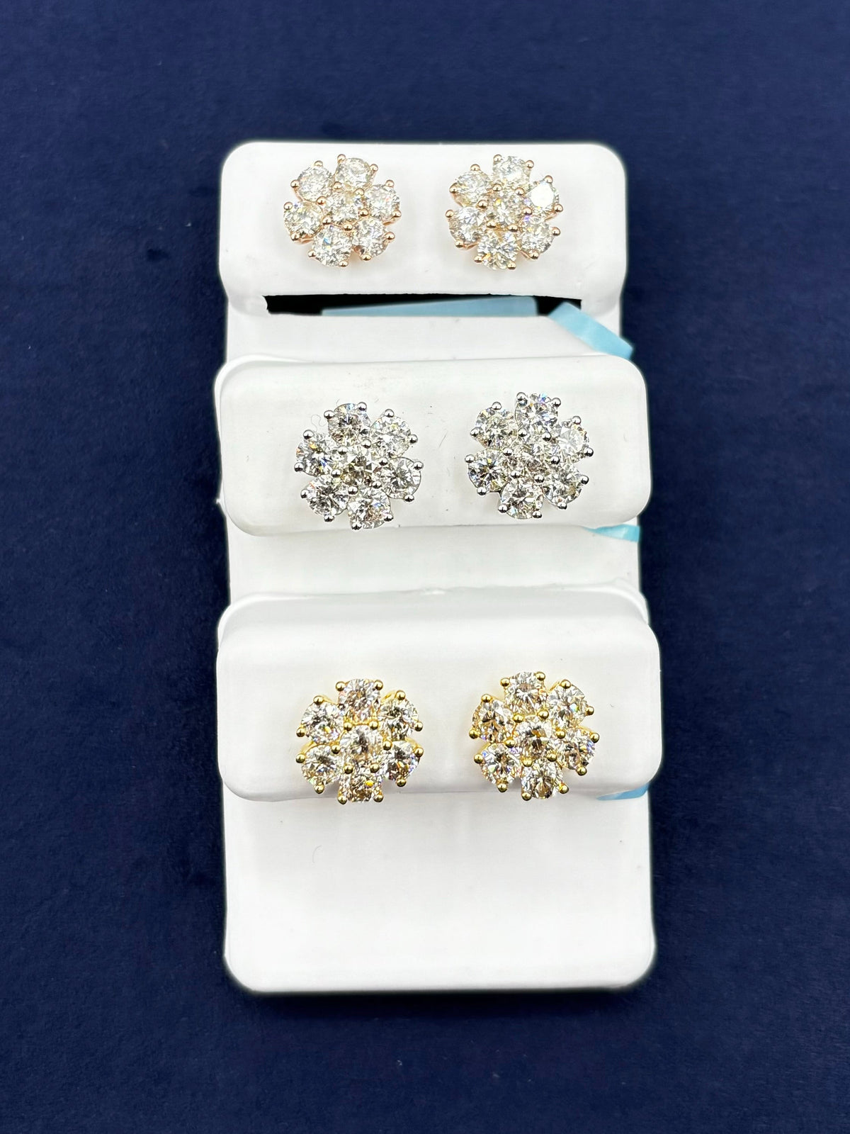 14K Gold Jumbo Flowers Diamond Earrings - additional product view 2