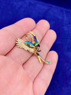14K Gold Colorful Parrot Diamond Pendant - additional product view 4