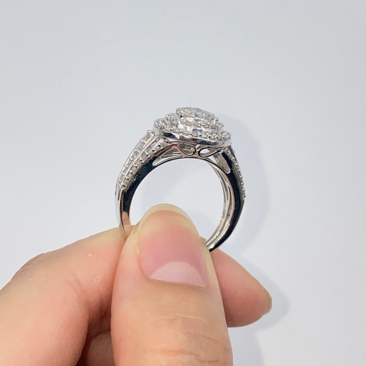 10K Gold Pear Large Stones Center Halo Diamond Engagement Ring - additional product view 4