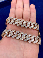 14K 18.5mm Rose Gold Baguette Cuban Diamond Chain 22 in - additional product view 4