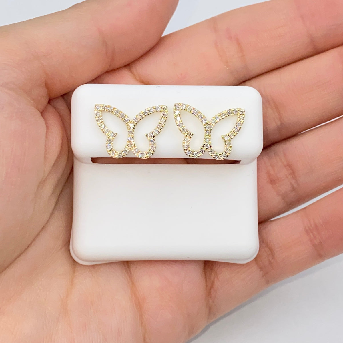 14K Gold Butterfly Pave Outline Diamond Earrings - additional product view 2