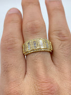 Triple Row Baguette Ring Band in yellow - close-up product photo