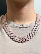 14K 18.5mm Rose Gold Baguette Cuban Diamond Chain 22 in - additional product view 6