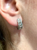 14K Gold Baguette Small Hoop Diamond Earrings - additional product view 4