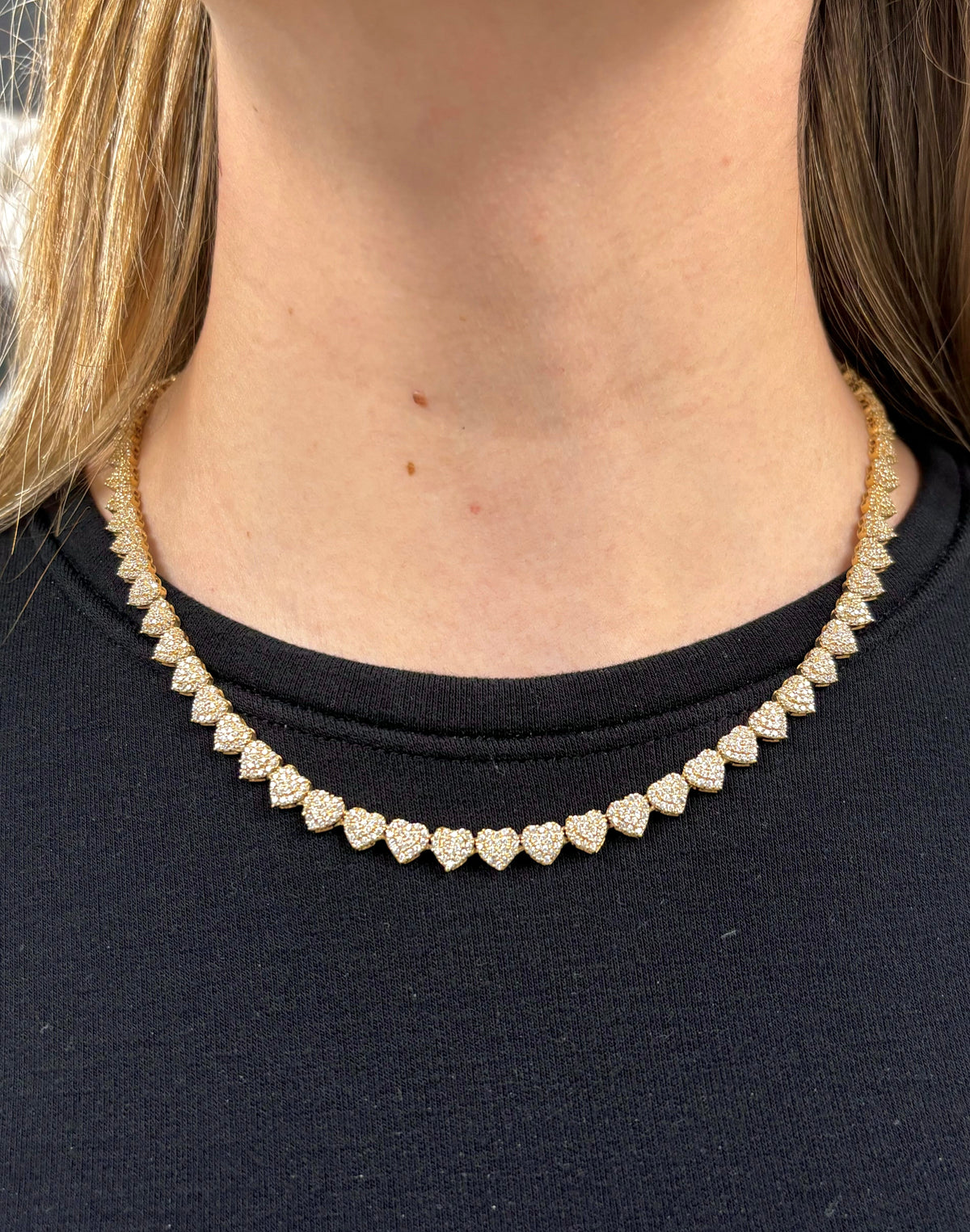 14K Gold and CZ Stones Heart Necklace - additional product view 3