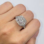 10K Gold Circle Square Halo Diamond Engagement Ring - additional product view 3