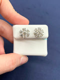 14K Gold Jumbo Flowers Diamond Earrings in white gold - close-up product photo
