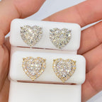 14K Gold Halo Heart Iced Diamond Earrings - additional product view 16