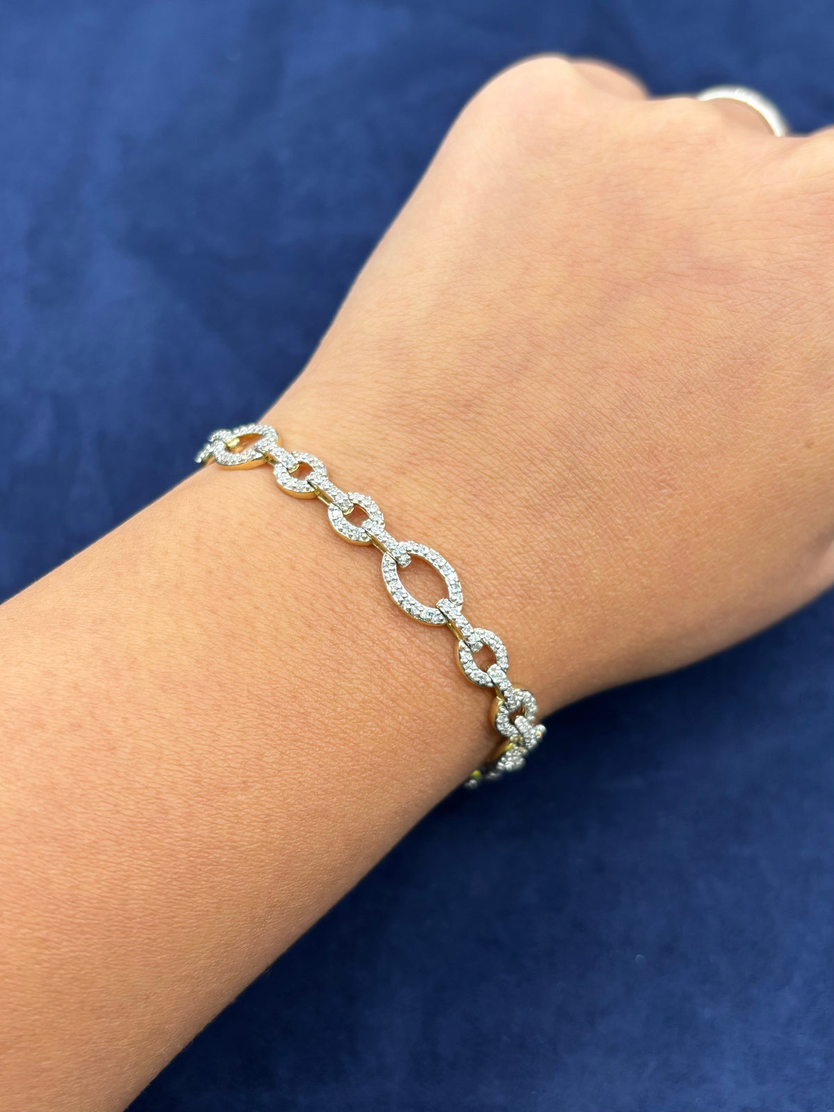 14K Gold Oval Link Diamond Bracelet - additional product view 2