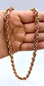 14K Solid Rose Gold Rope Chain 7mm 24 in - additional product view 5