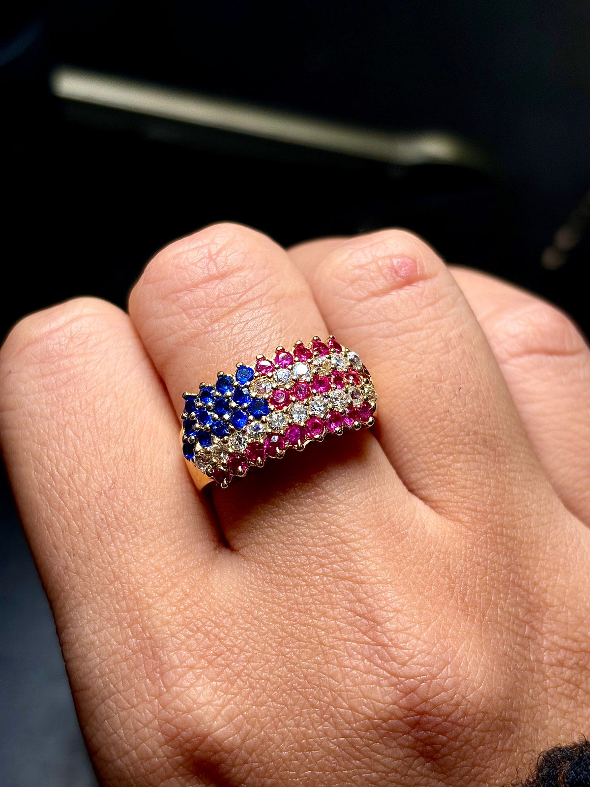 14K Gold United States Flag CZ Ring - additional product view 2