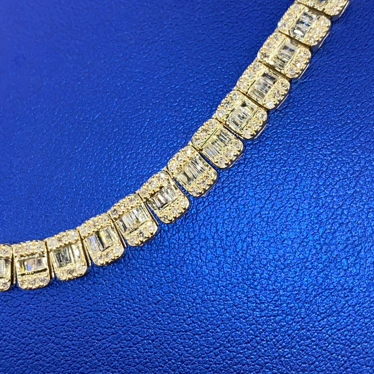 10K Gold 6.3mm Rectangle Diamond Baguette Tennis Chain 20 in - additional product view 5
