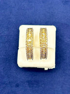 14K Gold Baguette Gap Hoop Diamond Earrings in yellow gold - close-up product photo