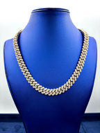 14K 12.3mm Rose and White Gold Cuban 20 in Diamond Chain - additional product view 2