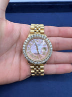 36mm Rolex Datejust Diamond Dial Pink Pearl Face Watch - main product photo