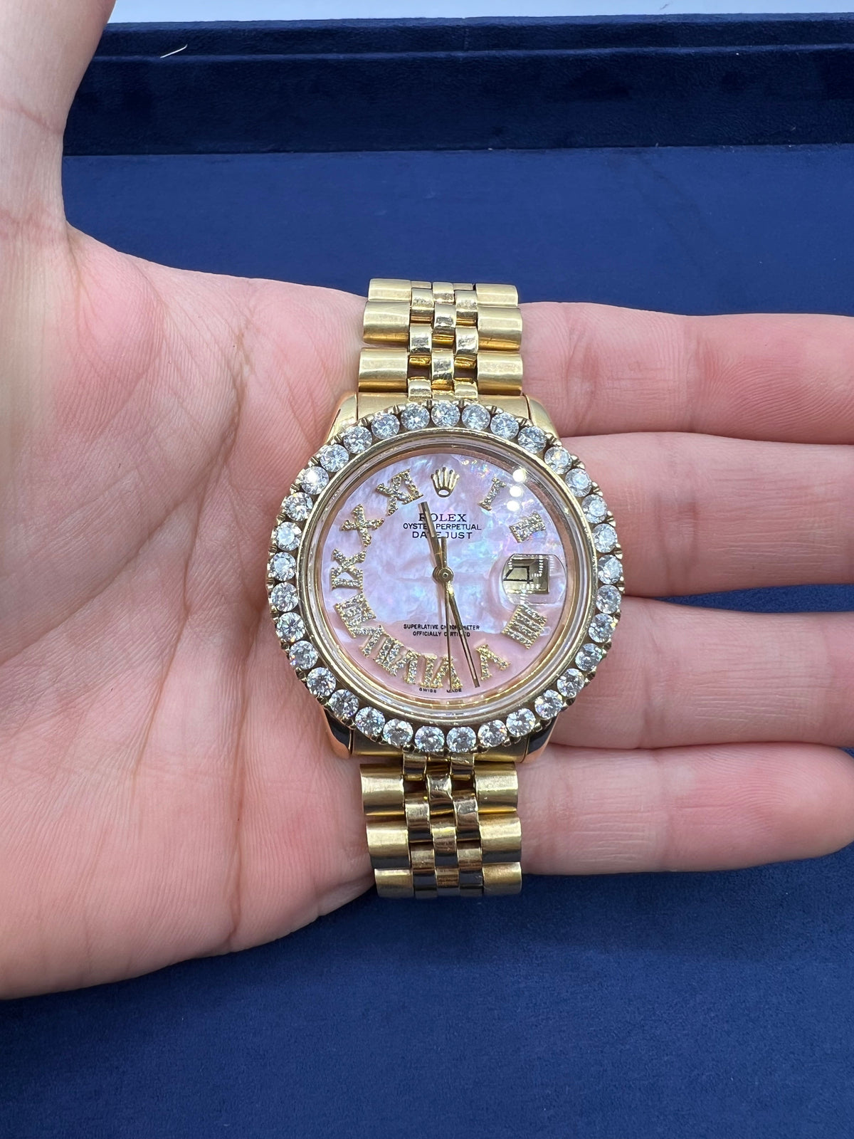 36mm Rolex Datejust Diamond Dial Pink Pearl Face Watch - main product photo
