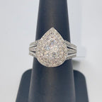 10K Gold Pear Large Stones Center Halo Diamond Engagement Ring - additional product view 5