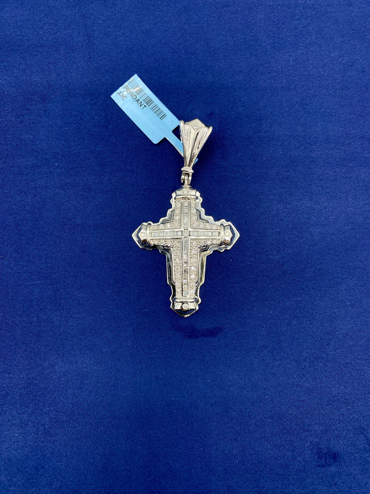14K White Gold Bubble Cross Diamond Pendant - additional product view 6