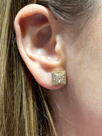 14K Gold Square Diamond Earrings .93 CT - additional product view 2