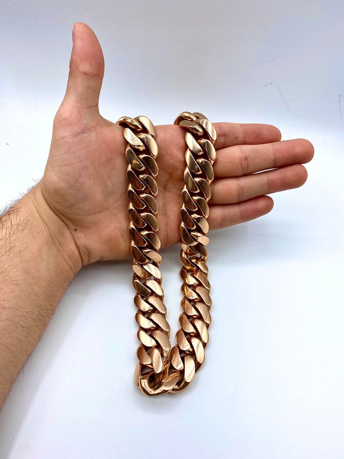 14K Solid Rose Gold Cuban Chain 21mm 33 in - additional product view 4