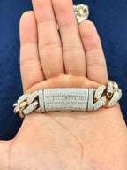 14K 18.6mm Rose Gold and White Gold Two-Tone Cuban Diamond Chain 25 in - additional product view 5