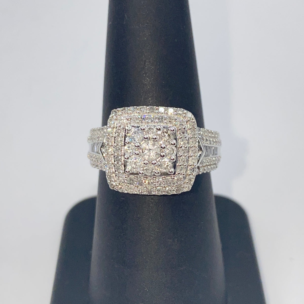 10K Gold Square Double Halo Diamond Ring - additional product view 6