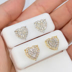 14K Gold Halo Heart Iced Diamond Earrings - additional product view 6
