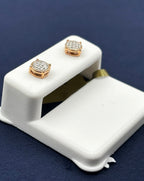 10K Gold Circle Cookie Diamond Earrings in rose gold - close-up product photo
