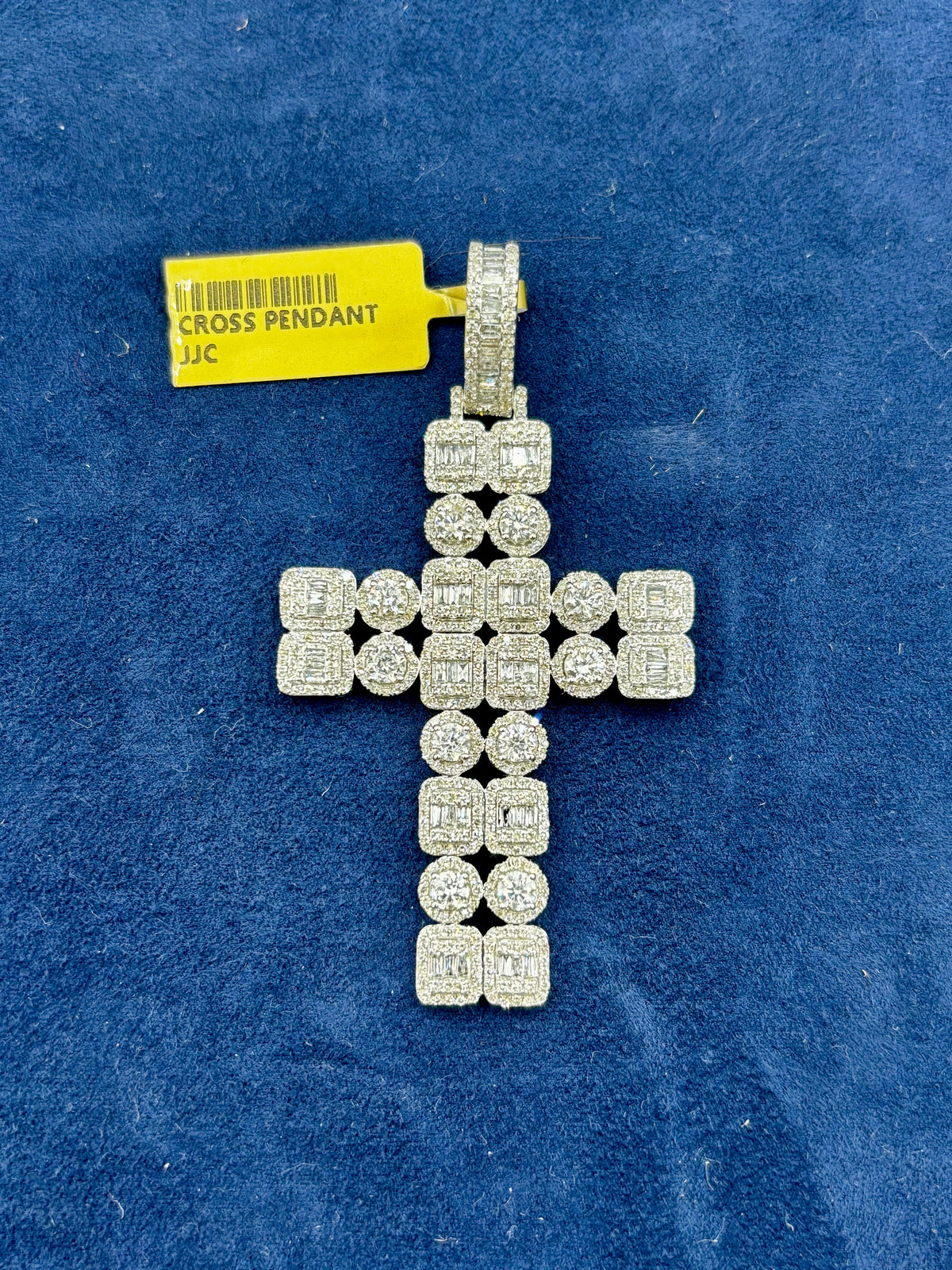 10K Gold Double Row Baguette Diamond Cross Pendant - additional product view 7