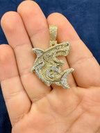 10K Gold 3D Shark Diamond Pendant - additional product view 6