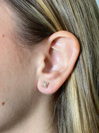 10K Classic Square Gold and Diamond Earrings - additional product view 2