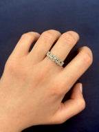 10K Gold Heart Diamond Ring with Petals in white gold - close-up product photo