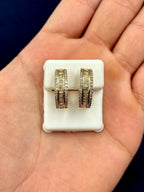 14K Gold Baguette Ladder in and Out Hoop Diamond Earrings - additional product view 6