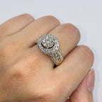 10K Gold Circle Large Stones Center Diamond Baguette Engagement Ring - additional product view 3