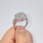 10K Gold Square Large Stones Center Halo Diamond Engagement Ring - additional product view 4