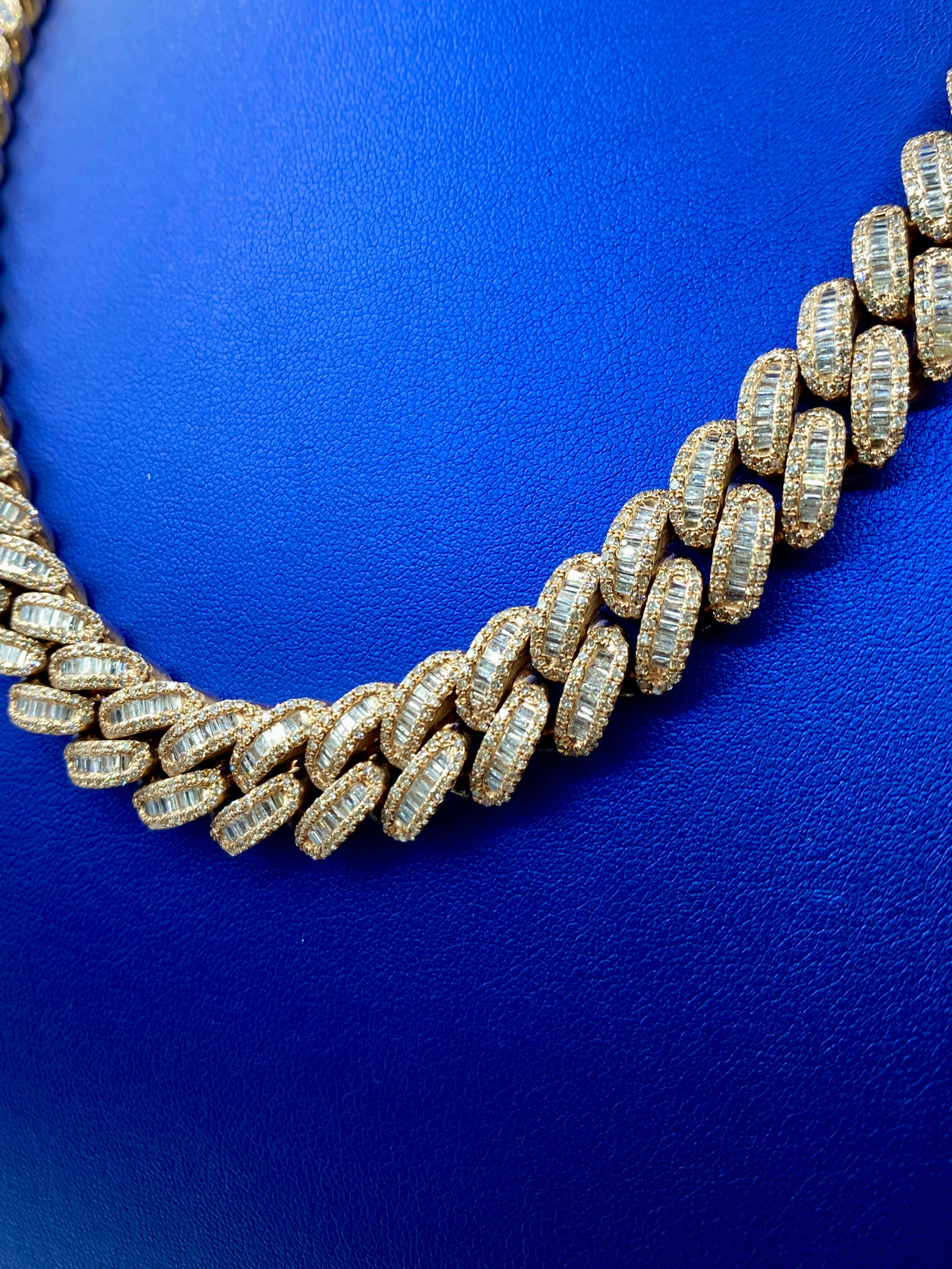 14K Rose Gold Jumbo Baguette Diamond Cuban Chain 14.2mm - additional product view 7