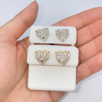 14K Gold Halo Heart Iced Diamond Earrings - additional product view 9
