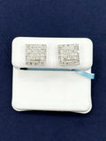 14K Gold Square Diamond Earrings .93 CT in white gold - close-up product photo