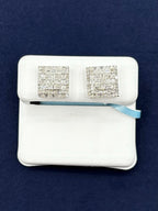 14K Gold Square Diamond Earrings .93 CT in white gold - close-up product photo