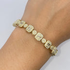 10K Gold 7.5mm Square Circle Diamond Baguette Bracelet 8 in - additional product view 2