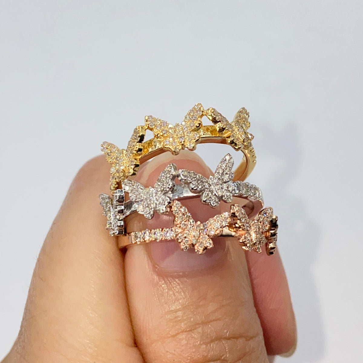 14K Gold Hashira Butterfly Diamond Ring - additional product view 4