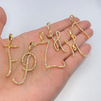 14K Gold Small Initial Letter Script Diamond Pendant Full Collection - additional product view 35
