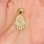 14K Gold Hamsa Diamond Baguette Pendant - additional product view 2