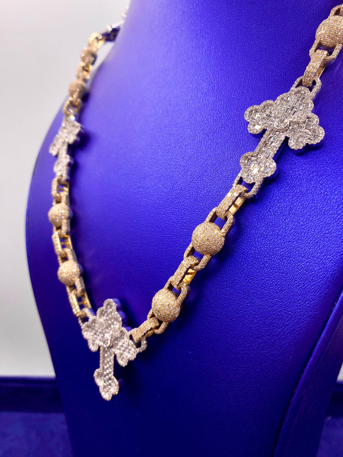 10K Gold Grand Baguette Cross Diamond Necklace 22 in - additional product view 3