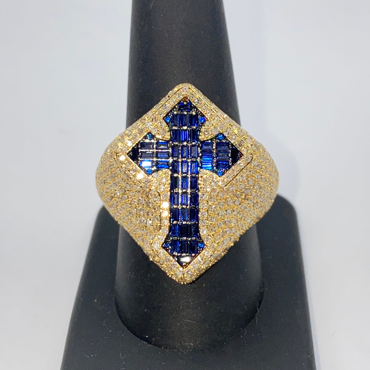 14K Gold Royal Cross Chrome Diamond Baguette Ring - additional product view 22