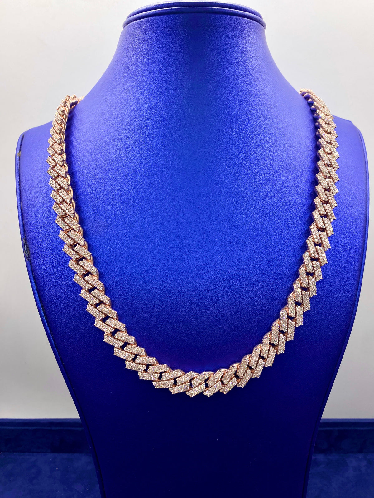 14K 12.5mm Rose Gold Cuban Diamond Chain 23 in - additional product view 2