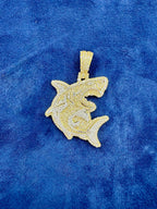 10K Gold 3D Shark Diamond Pendant - additional product view 2