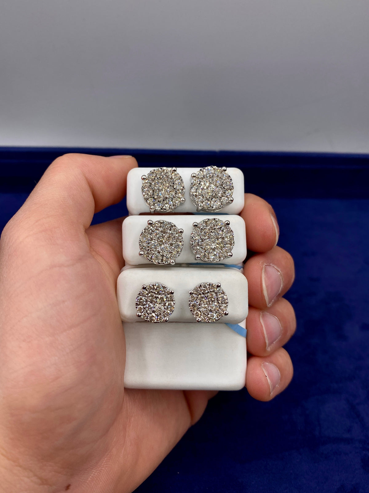 14K Gold Big Cluster Circle Diamond Earrings - additional product view 12