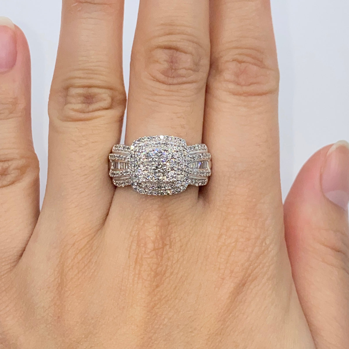 10K Gold Large Stone Center Diamond Halo Engagement Ring - additional product view 2