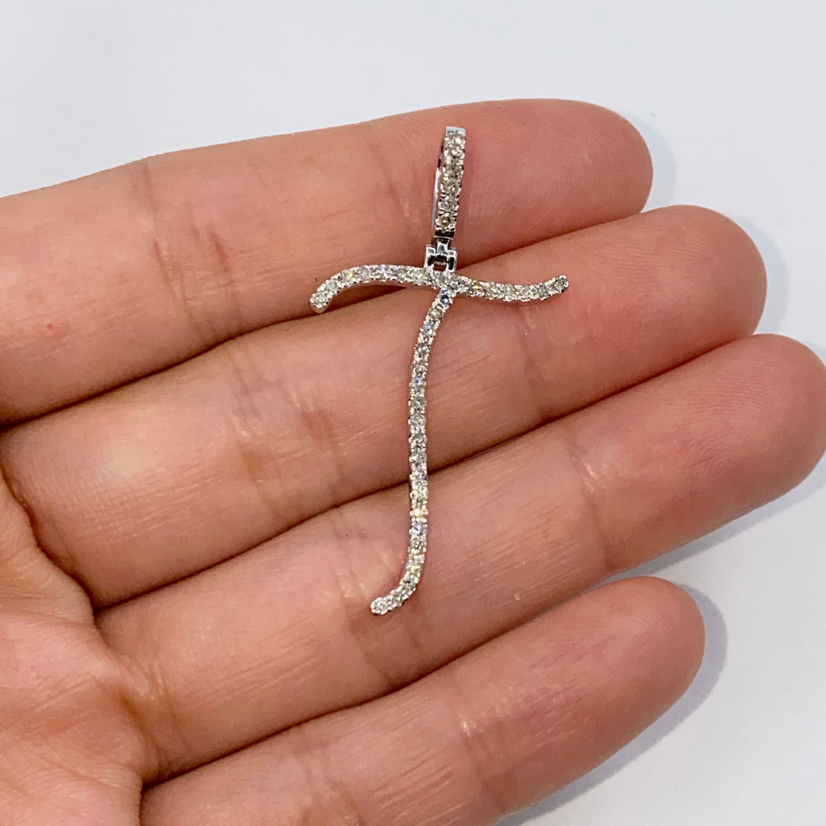14K Gold Small Initial Letter Script Diamond Pendant Full Collection - additional product view 28